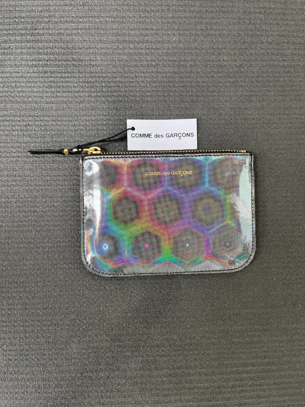 Comme des Garcons Zip Pouch Wallet Silver Rainbow SA8100BR